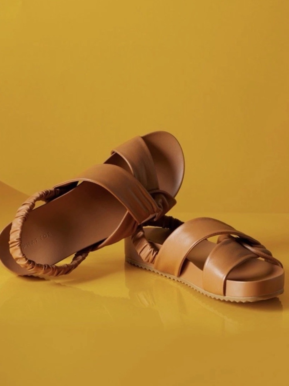 WHAT FOR DOPHI Light Brown Flat Leather Sandals Slingback FRANCE Sz US9 EU40